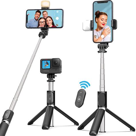 Selfie Stick With Led Fill Light3c Phone Tripod Stand With Bluetooth Wireless Remote And 360