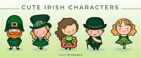 Cute Irish Characters Set Vector Download
