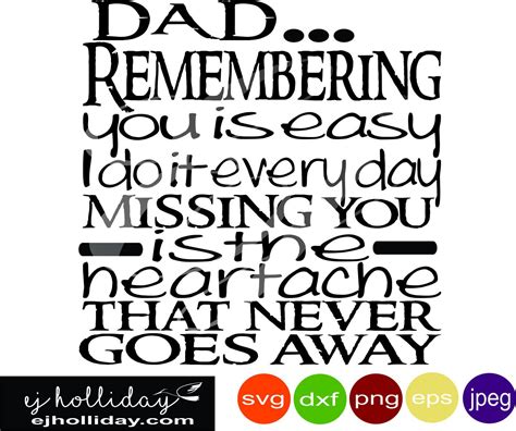 Dad Remembering You Is Easy I Do It Everyday Missing You Is Etsy