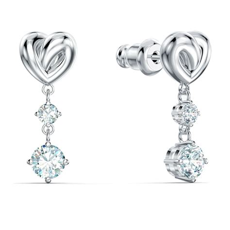 Lifelong Heart Swarovski Earrings White Rhodium Plated 5517943