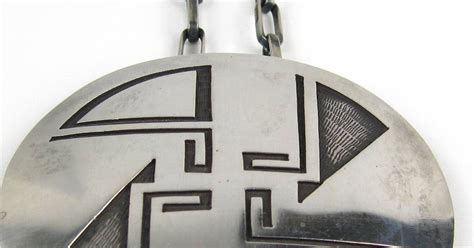 Large Native American Hopi Sterling Silver Pin Pendant Necklace At