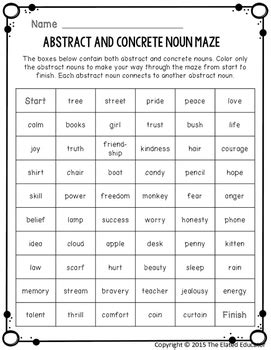 abstract  concrete noun pack   elated educator tpt
