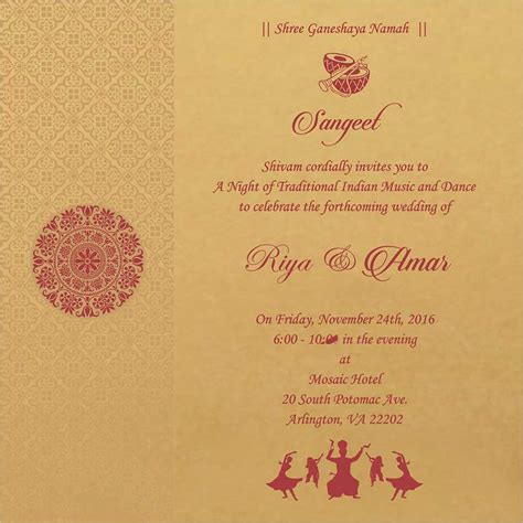 Wedding Invitation Wording For Sangeet Ceremony | Indian wedding