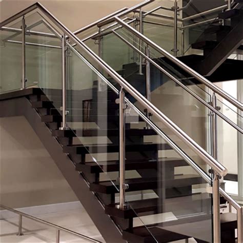 Indoor Tempered Glass Stainless Steel Post Modern Design Stair Railing
