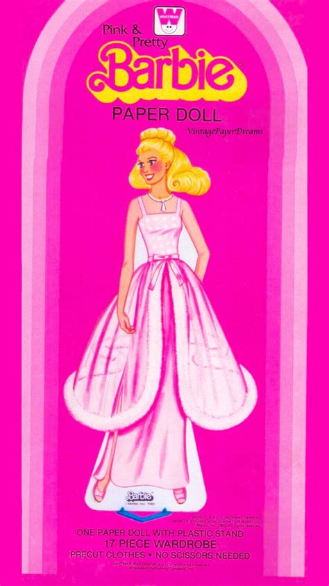 vintage paper doll printable pdf barbie paper doll 80s etsy