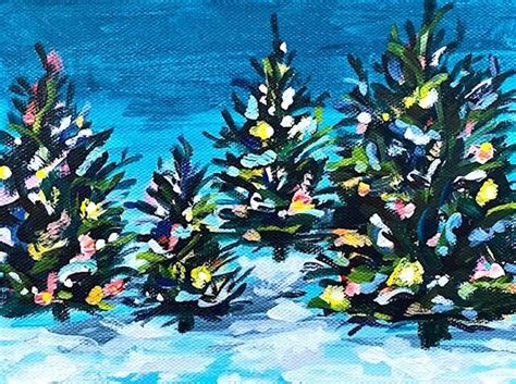 How To Paint A Christmas Tree On Canvas With Acrylic Paint Easy Step