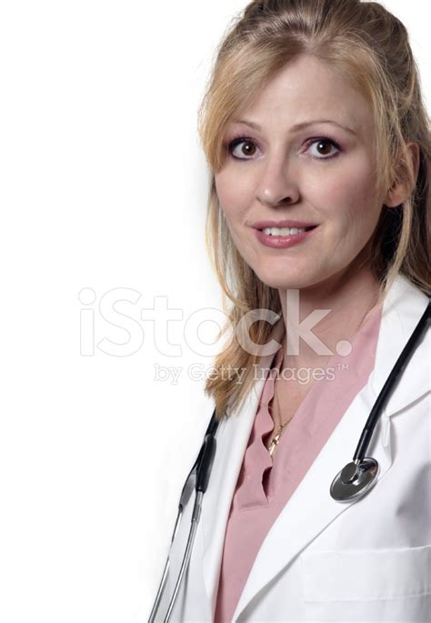 Friendly Lady Doctor On White Background Stock Photo Royalty Free