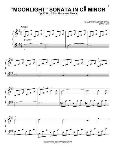 Piano Sonata No 14 In C Minor Moonlight Op 27 No 2 First Movement