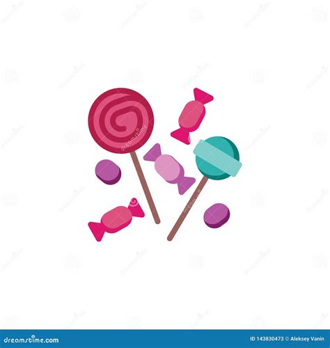 Lollipops Candies And Sweets Flat Icon Stock Vector Illustration Of