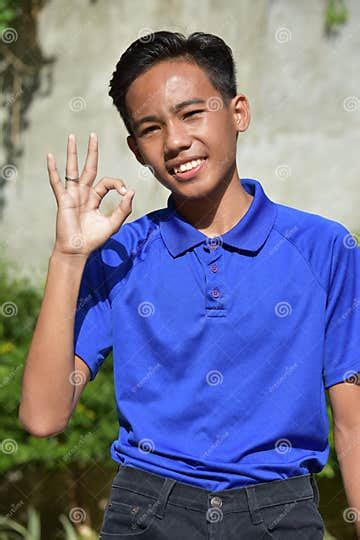 Good Looking Boy And Okay Sign Stock Photo Image Of Symbol Observing