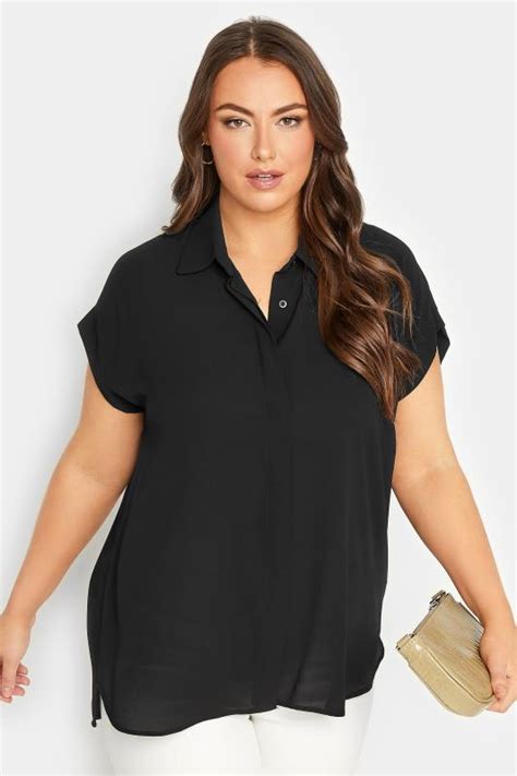 Yours Curve Plus Size Black Collared Shirt Yours Clothing