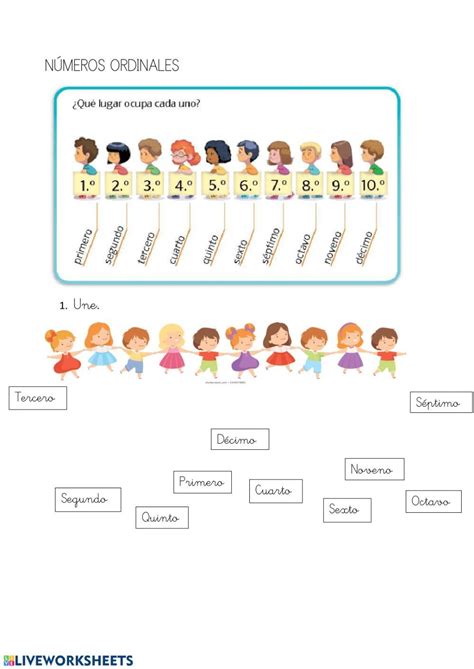 Ficha Online De Números Ordinales Para Primero De Educación Primaria