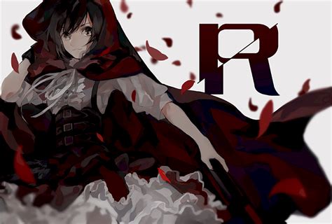 464632 Crescent Rose Black Hair Red Skirt Anime Girls Digital Art