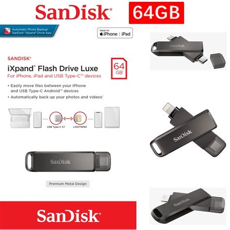 Usb Sandisk 64gb 128gb Ixpand Flash Drive Luxe Lightning And Usb Type C