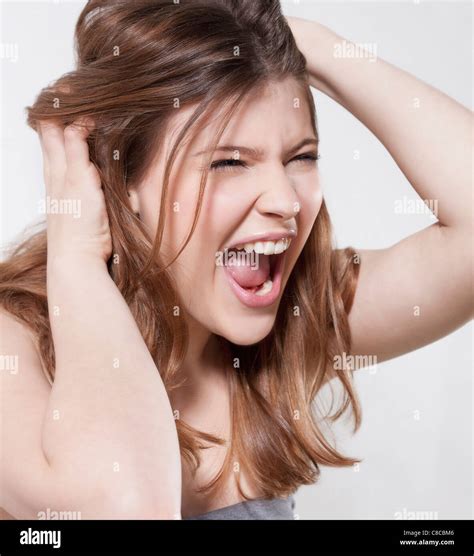 Close Up Of Woman Screaming Stock Photo Alamy