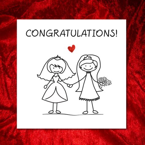 Lgbt Lesbian Gay Engagement Wedding Card For Brides Partners Congrat