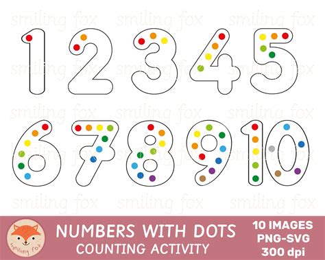 Numbers With Counting Dots Clip Art Numerals Clipart Math Graphics
