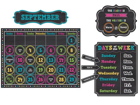 Chalkboard Brights Calendar Bulletin Board Set At Lakeshore Learning