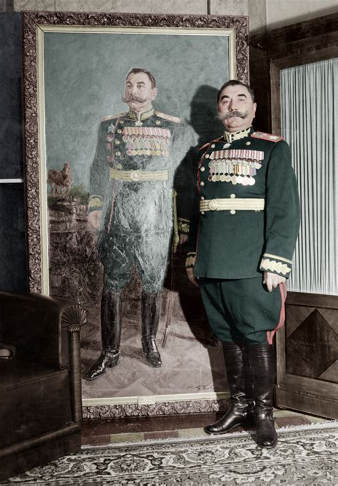 Legendary Soviet Cavalry General Semyon Budyonny Standing In Front Of A