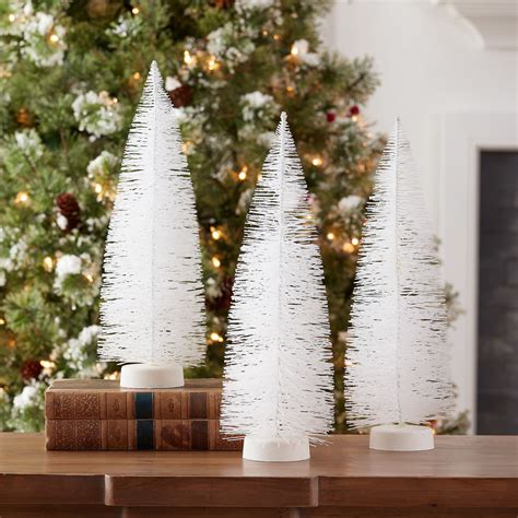 Holiday Time 13 White Tree Table Top Christmas Decoration Set Of 3