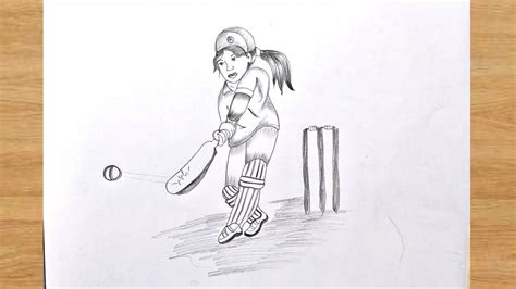 How To Draw A Girl Playing Cricket Pencil Sketch Drawing Easy Step By