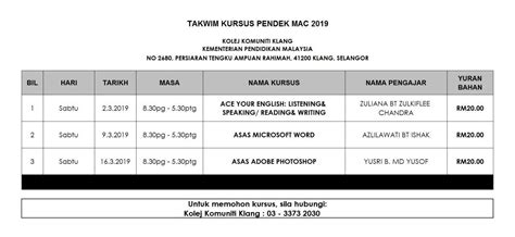 Diharap agar perkongsian maklumat berkaitan permohonan kemasukan ke kolej komuniti 2021 online ini dapat memberi manfaat untuk anda. Jadual Kursus Pendek Kolej Komuniti... - Kolej Komuniti ...