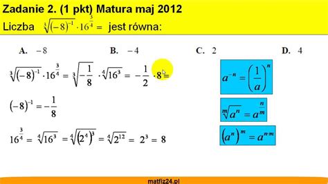 Matura próbna nowa era matematyka 2019. Matura z matematyki maj 2012 - zad 2 - Potęgowanie i pierwiastkowanie - Matfiz24.pl - YouTube
