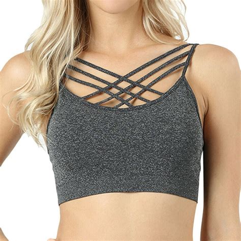 happibee cutout bralette sports bra crop top caged strappy criss cross cleavage workout