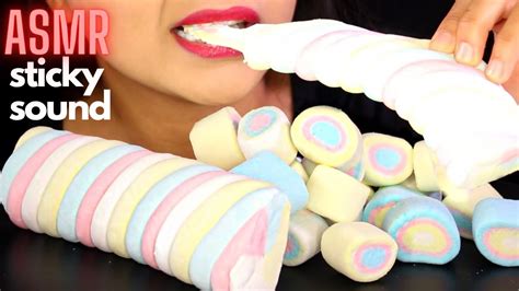 Asmr Rainbow Marshmallows Soft And Sticky Eating Sounds Mukbang No Talking Hungry Cakes
