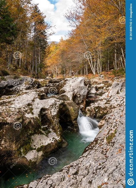 A Stream Flowing Through The Beautiful Mostnica Gorge In The Triglav
