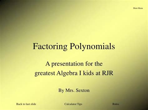 Ppt Factoring Polynomials Powerpoint Presentation Free Download Id