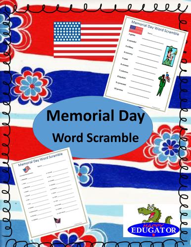 Memorial Day Word Scramble Teaching Resources