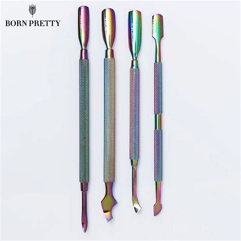Born Pretty 4 Pcs Dual Ended Cuticle Pusher Set Remover Colorful