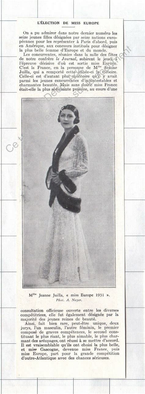 1931 Miss Jeanne Juilla ~ The New Miss Europe Ebay