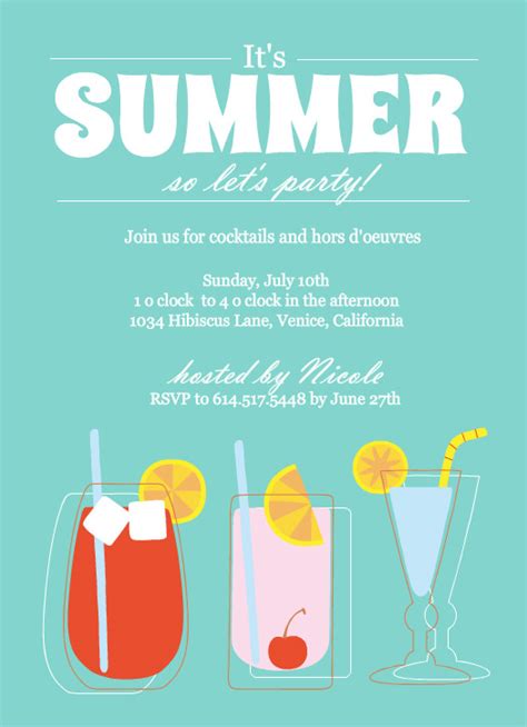 Summer Party Invitations Summer Party Invitation Template Flyer