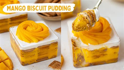 Mango Biscuit Pudding Eggless No Bake Biscuit Pudding Recipe No Oven Mango Rose Tutorial