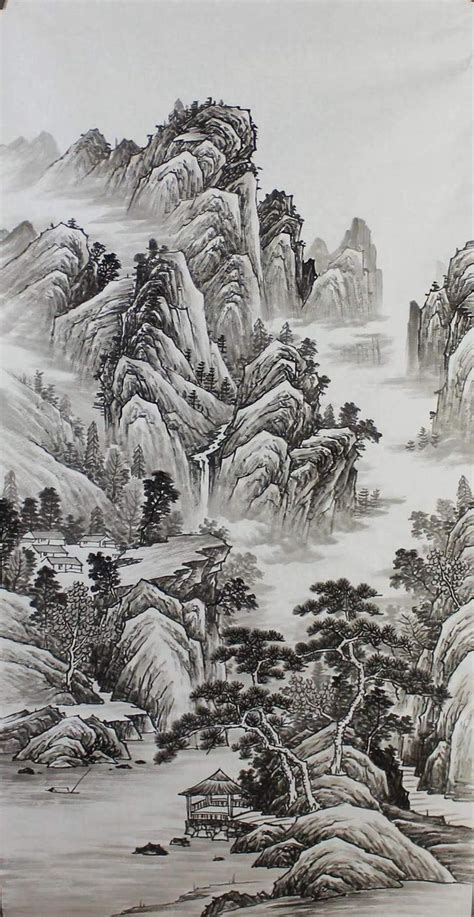 100 Hand Painted Chinese Landscape Art Ink Mountain Etsy Art