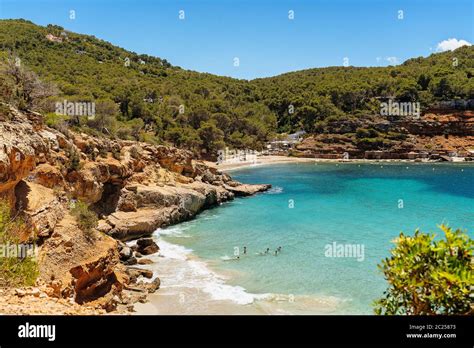 Cala Salada And Saladeta Mediterranean Idyllic Beach In Ibiza Spain
