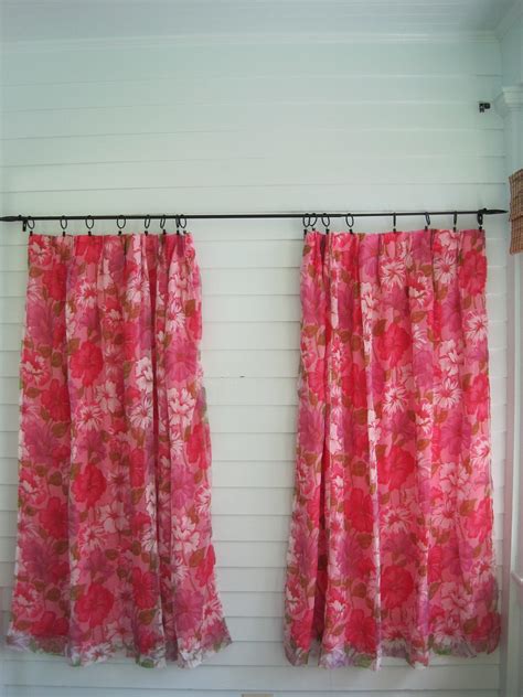 Vintage Pink Curtains Pair Hot Pink Floral By Yourauntiespanties