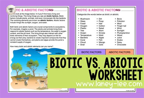 Biotic Vs Abiotic Factors Worksheet With Answer Key Laney Lee