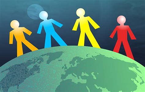 Best Different Nationality People Standing On The Earth In Peace Illustrations Royalty Free
