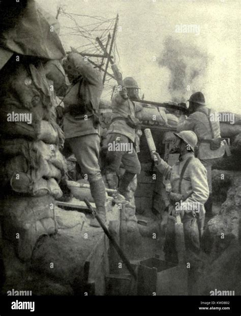 French Soldiers Trench France World War One World War Wwi Hi Res Stock