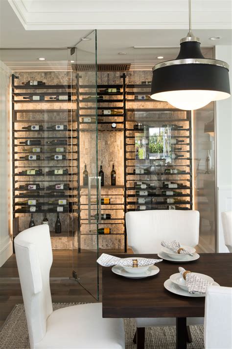 Glass Wine Cellar Off Dining Room Contemporary Wine Cellar Los Angeles By Showcase