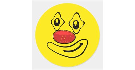 Goofy Clown Yellow Face Classic Round Sticker Zazzle