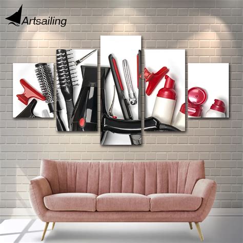 Modular Pictures 5panels Hair Salon Pictures Canvas Painting Wall Art