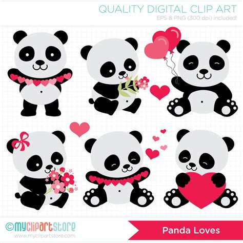 Imágenes Prediseñadas De San Valentín Cute Panda Svg Etsy España