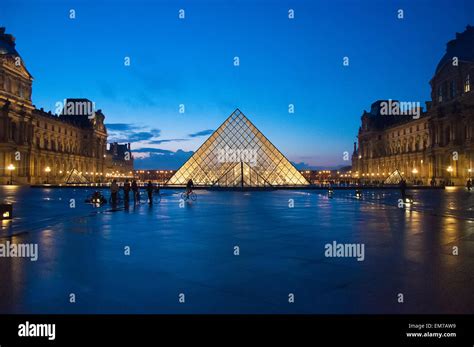 Louvre Museum At Twilight In Winter Louvre Museum Is One Of The World