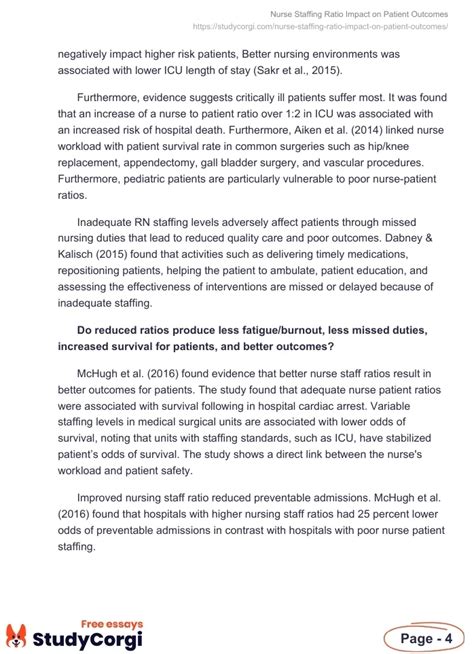 Nurse Staffing Ratio Impact On Patient Outcomes Free Essay Example