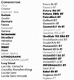 Font list - so you can see what various fonts look like