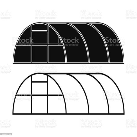 Greenhouse Icon Black Silhouette And Contour Vector Drawing Isolated